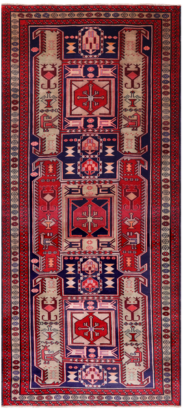 Navy Blue Vintage Persian Hand Knotted Wool Runner Rug - 4' 2" X 9' 2"