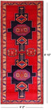 Red Vintage Persian Hand Knotted Wool Runner Rug - 4' 2" X 9' 10"