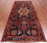 Black Vintage Persian Handmade Wool Runner Rug - 4' 3" X 10' 1"