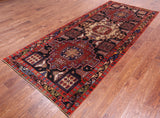 Black Vintage Persian Handmade Wool Runner Rug - 4' 3" X 10' 1"
