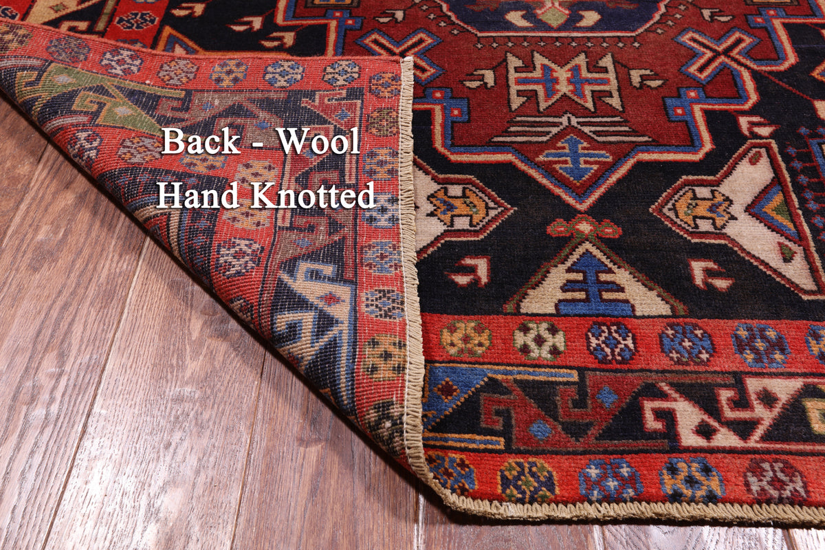 Black Vintage Persian Handmade Wool Runner Rug - 4' 3" X 10' 1"