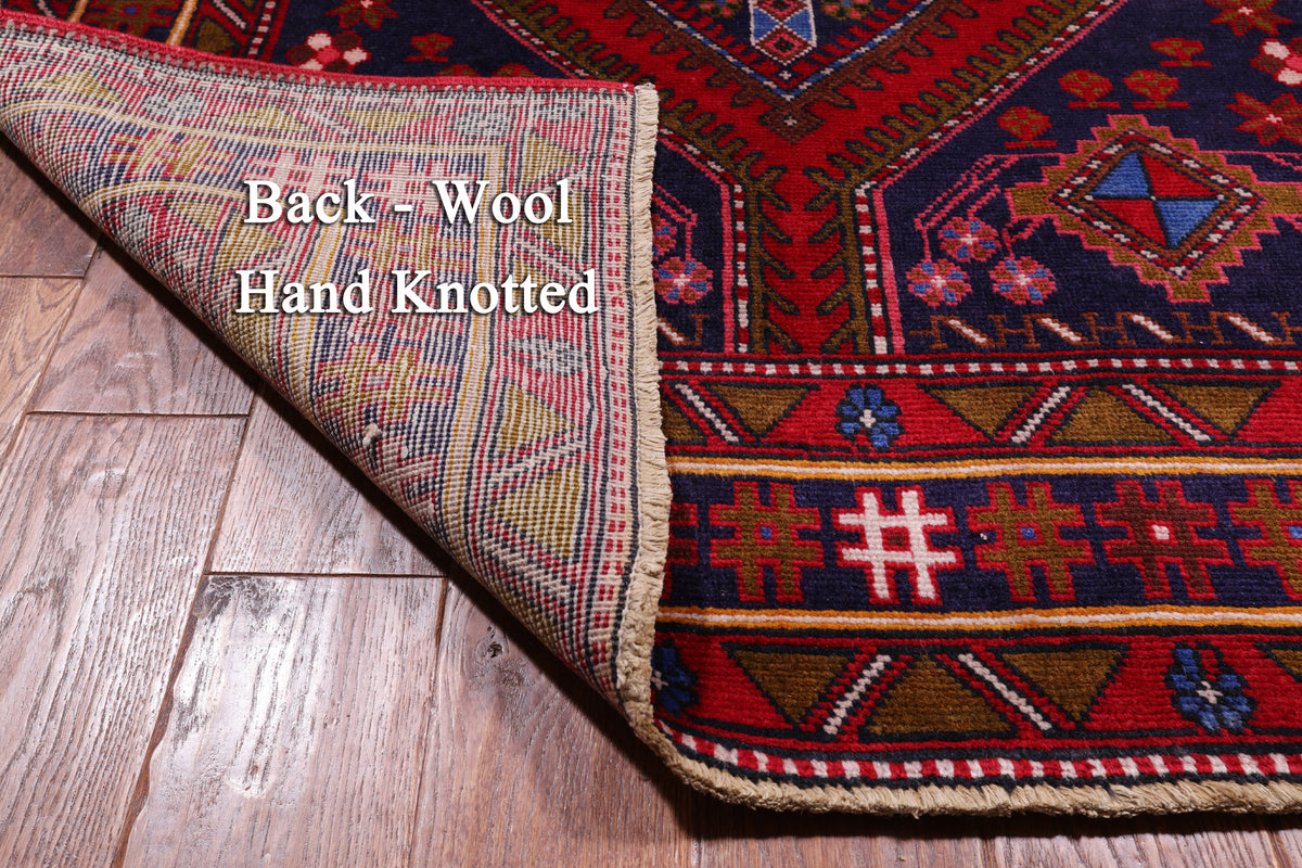 Red Vintage Persian Handmade Wool Runner Rug - 4' 4" X 14' 7"