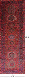Red Vintage Persian Heriz Serapi Hand-Knotted Wool Runner Rug - 4' 2" X 12' 9"