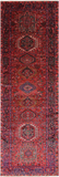 Red Vintage Persian Heriz Serapi Hand-Knotted Wool Runner Rug - 4' 2" X 12' 9"