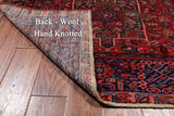 Red Vintage Persian Heriz Serapi Hand-Knotted Wool Runner Rug - 4' 2" X 12' 9"