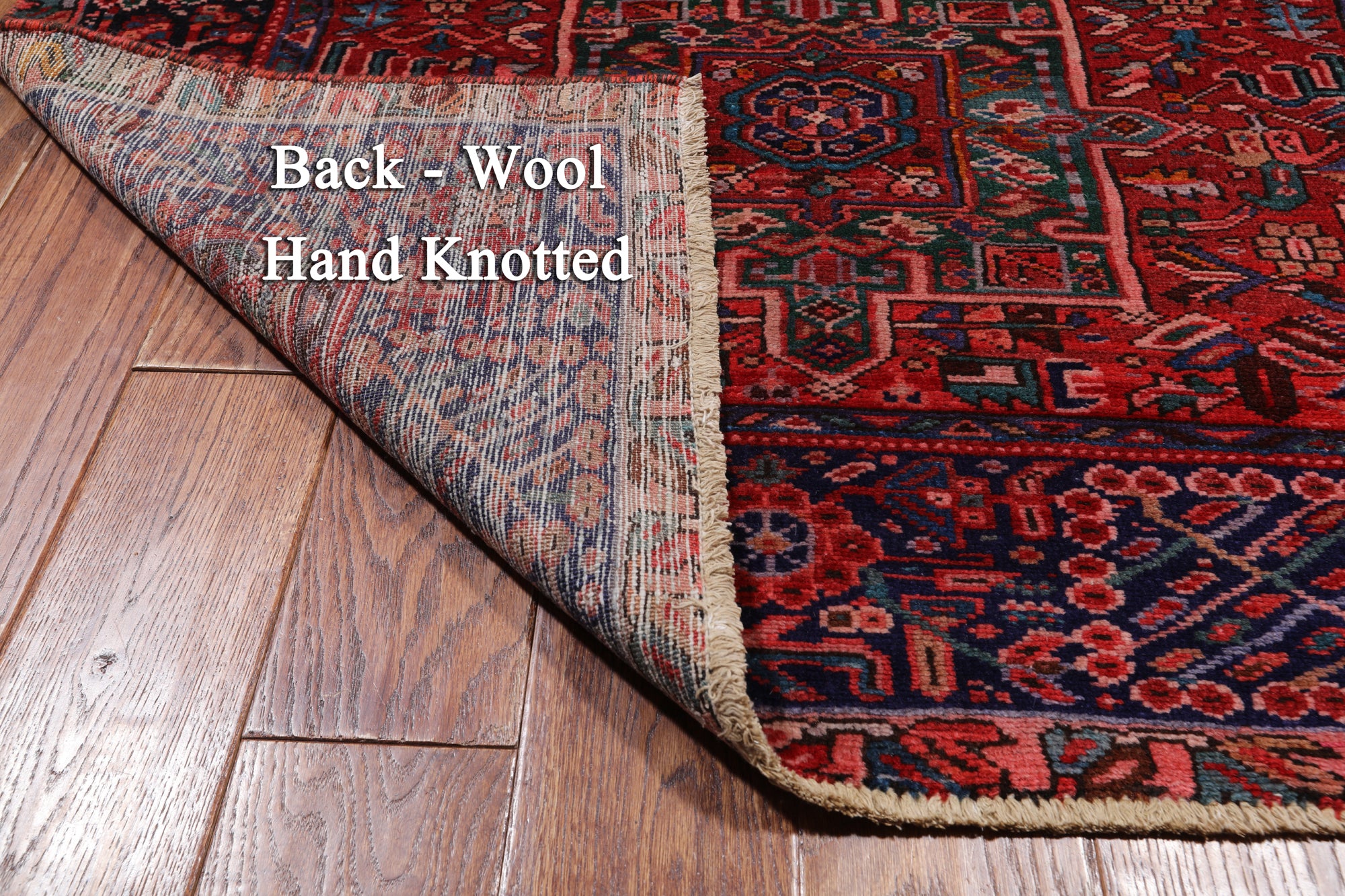 Red Vintage Persian Heriz Serapi Hand-Knotted Wool Runner Rug - 4' 2" X 12' 9"