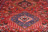 Red Vintage Persian Heriz Serapi Hand-Knotted Wool Runner Rug - 4' 2" X 12' 9"