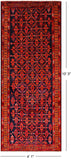 Navy Blue Vintage Persian Hamadan Hand Knotted Wool Runner Rug - 4' 1" X 10' 3"