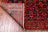 Navy Blue Vintage Persian Hamadan Hand Knotted Wool Runner Rug - 4' 1" X 10' 3"