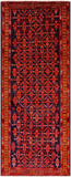 Navy Blue Vintage Persian Hamadan Hand Knotted Wool Runner Rug - 4' 1" X 10' 3"
