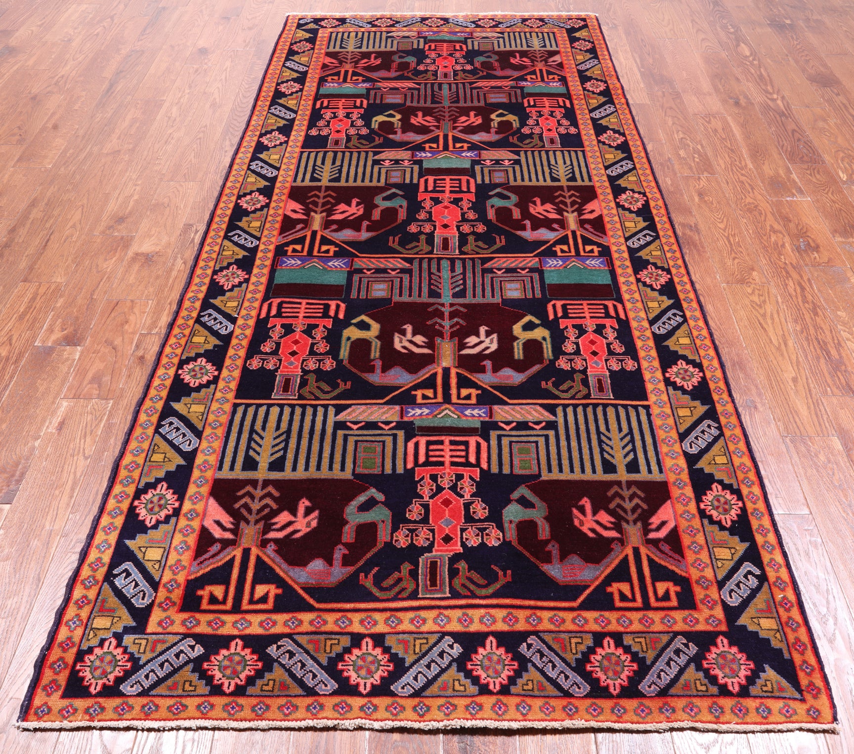 Navy Blue Vintage Persian Tabriz Hand Knotted Wool Rug - 4' 6" X 9' 7"