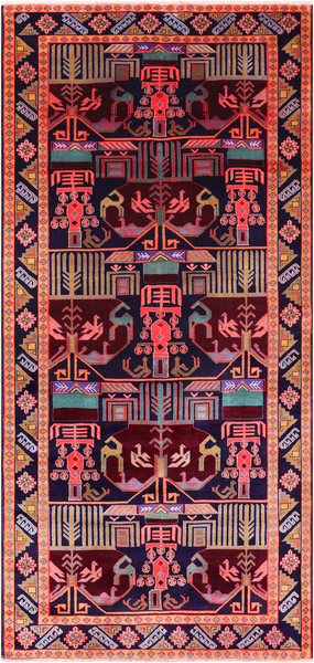 Navy Blue Vintage Persian Tabriz Hand Knotted Wool Rug - 4' 6" X 9' 7"