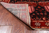 Navy Blue Vintage Persian Handmade Wool Runner Rug - 4' 3" X 11' 5"