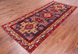 Eggplant Color Vintage Persian Hand Knotted Wool Runner Rug - 4' 2" X 9' 11"