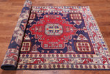 Navy Blue Vintage Persian Heriz Serapi Hand-Knotted Wool Rug - 4' 8" X 11' 1"