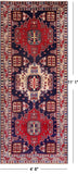 Navy Blue Vintage Persian Heriz Serapi Hand-Knotted Wool Rug - 4' 8" X 11' 1"