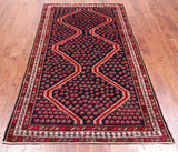 Navy Blue Vintage Persian Hand Knotted Wool Rug - 4' 2" X 7' 8"