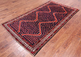 Navy Blue Vintage Persian Hand Knotted Wool Rug - 4' 2" X 7' 8"