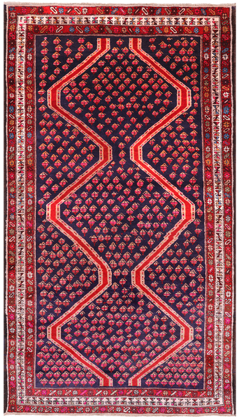Navy Blue Vintage Persian Hand Knotted Wool Rug - 4' 2" X 7' 8"