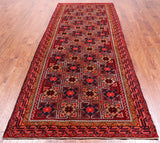 Red Vintage Persian Hand Knotted Wool Rug - 4' 6" X 10' 8"