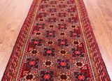 Red Vintage Persian Hand Knotted Wool Rug - 4' 6" X 10' 8"