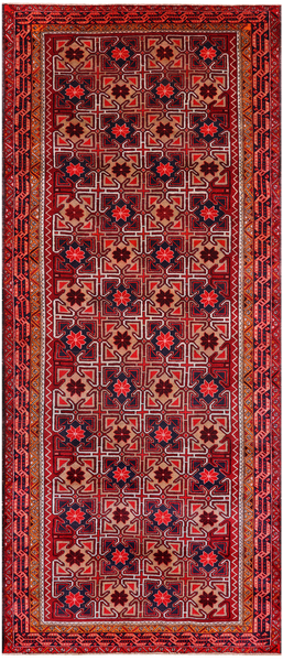 Red Vintage Persian Hand Knotted Wool Rug - 4' 6" X 10' 8"