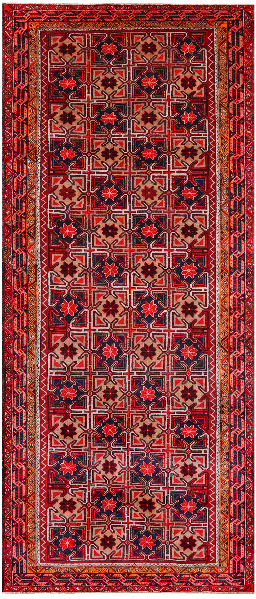 Red Vintage Persian Hand Knotted Wool Rug - 4' 6" X 10' 8"
