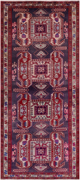 Grey Vintage Persian Hand Knotted Wool Runner Rug - 4' 2" X 9' 8"