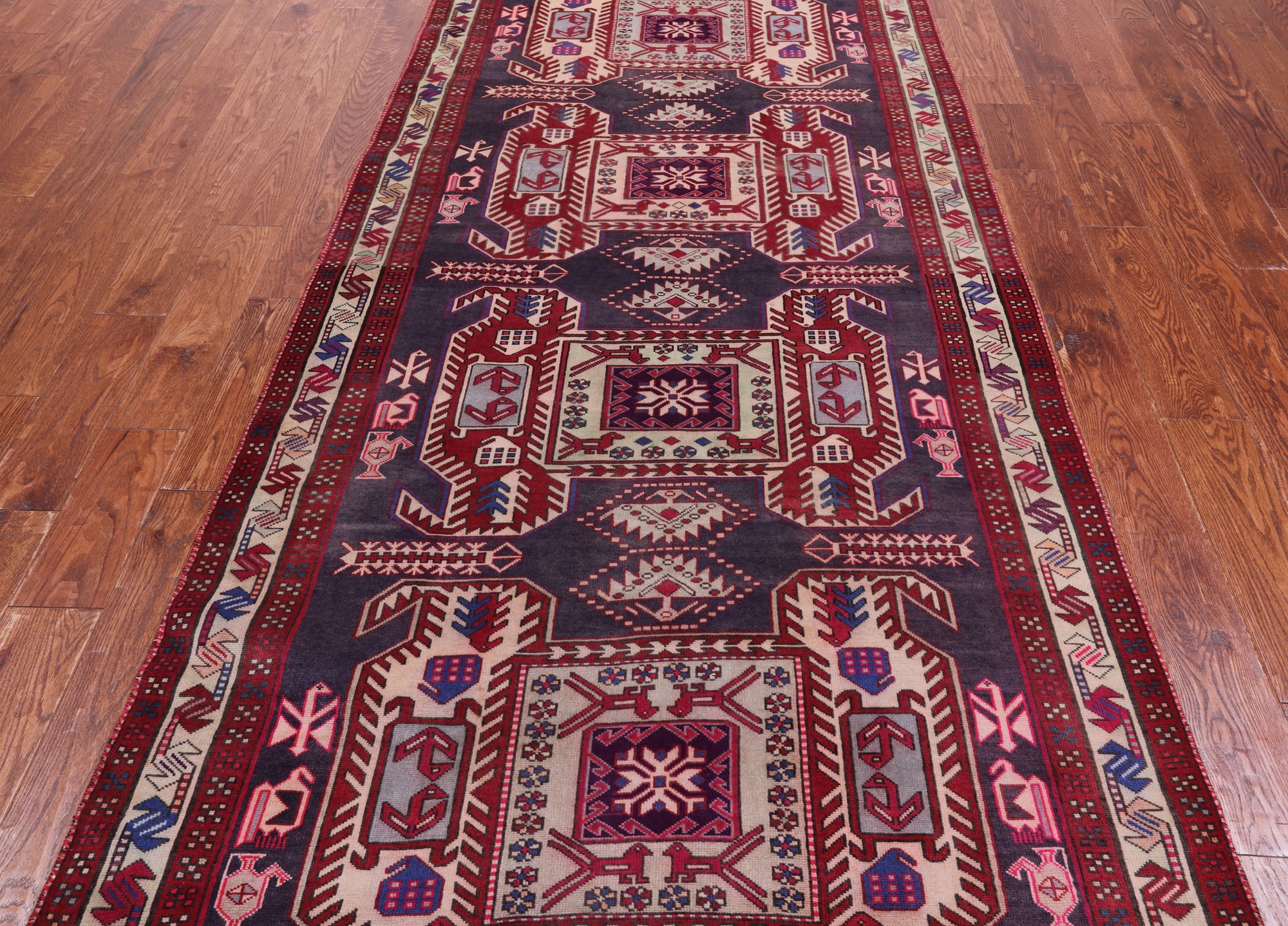 Grey Vintage Persian Hand Knotted Wool Runner Rug - 4' 2" X 9' 8"