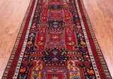 Navy Blue Vintage Persian Hand Knotted Wool Runner Rug - 4' 7" X 10' 5"