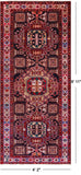 Navy Blue Vintage Persian Handmade Wool Runner Rug - 4' 2" X 9' 11"