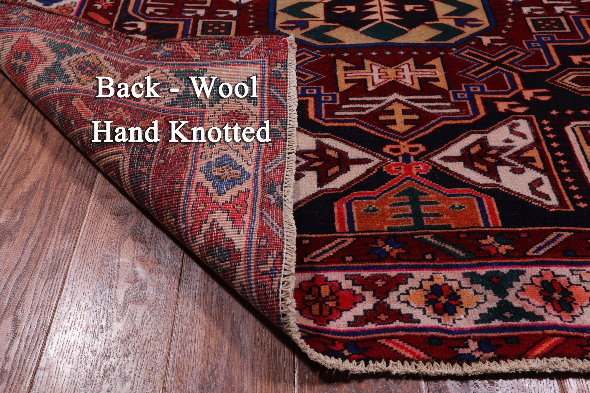 Navy Blue Vintage Persian Handmade Wool Runner Rug - 4' 2" X 9' 11"