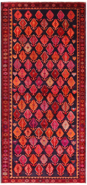 Navy Blue Vintage Persian Hand-Knotted Wool Runner Rug - 4' 5" X 9' 2"