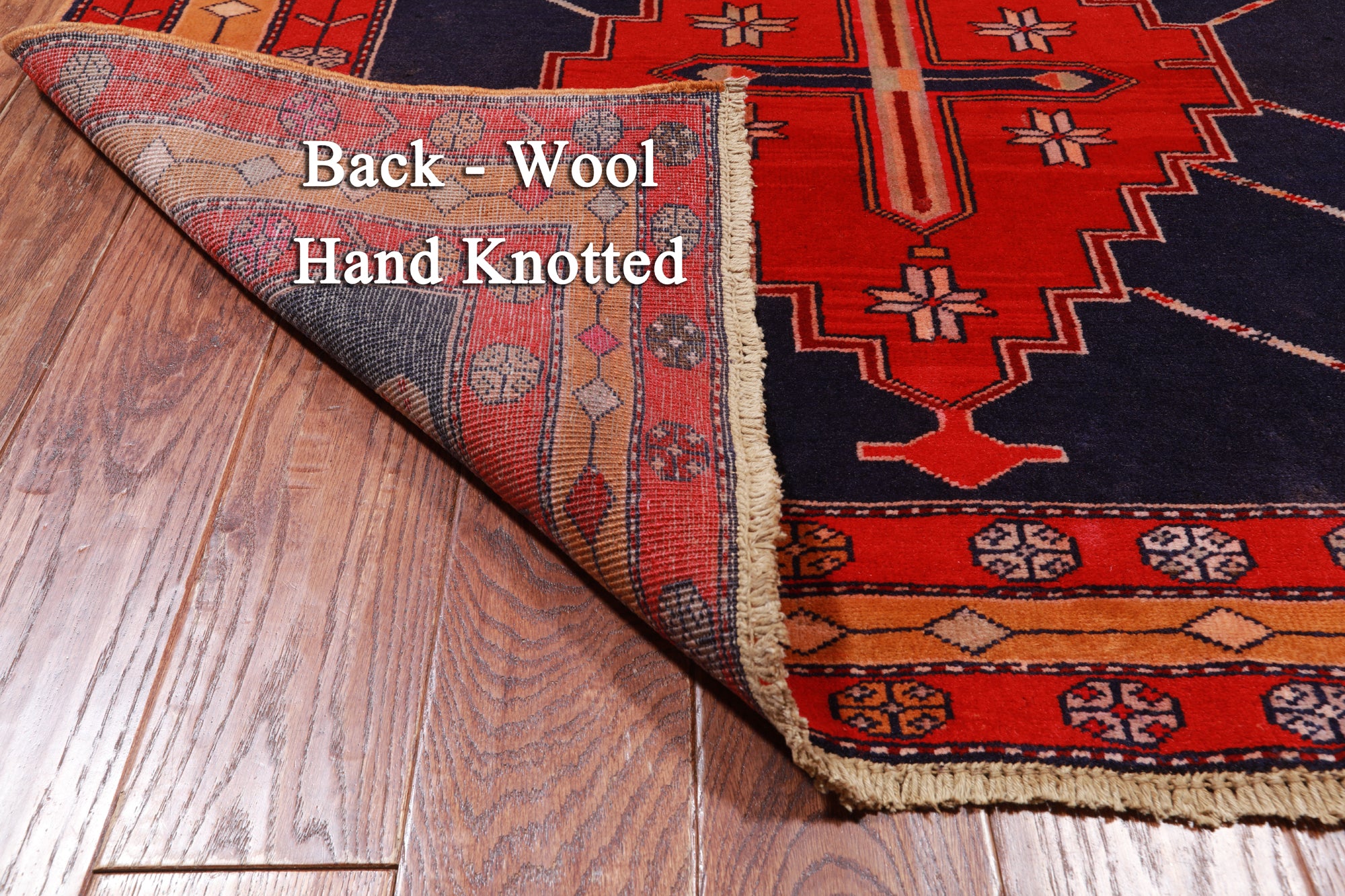 Navy Blue Vintage Persian Hand Knotted Wool Runner Rug - 4' 4" X 10' 8"