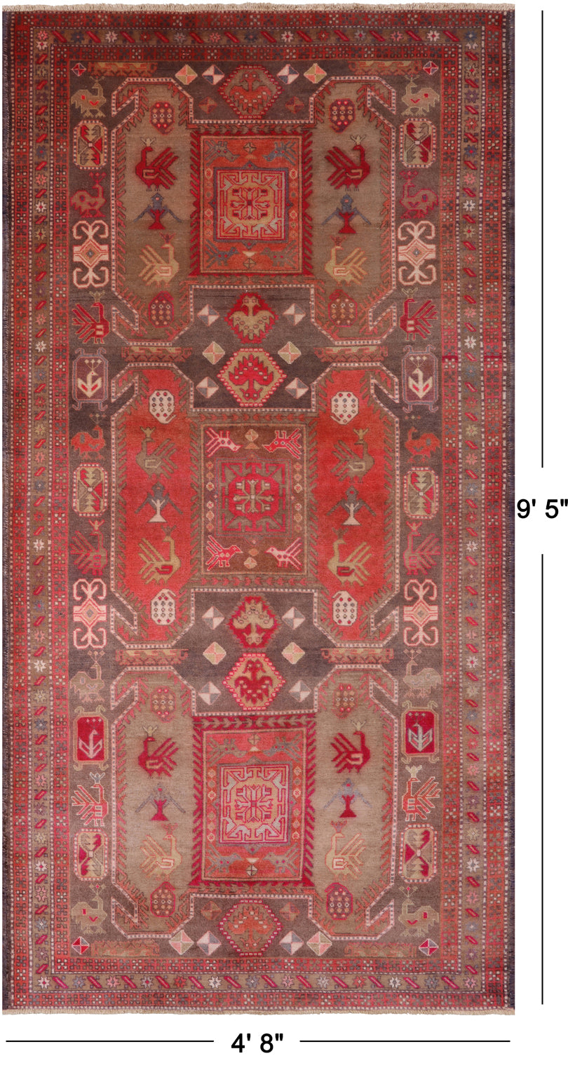 Vintage Persian Handmade Wool Rug - 4' 8" X 9' 5"