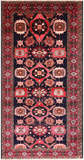 Navy Blue Vintage Persian Handmade Wool Rug - 4' 10" X 9' 4"
