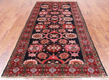 Navy Blue Vintage Persian Handmade Wool Rug - 4' 10" X 9' 4"