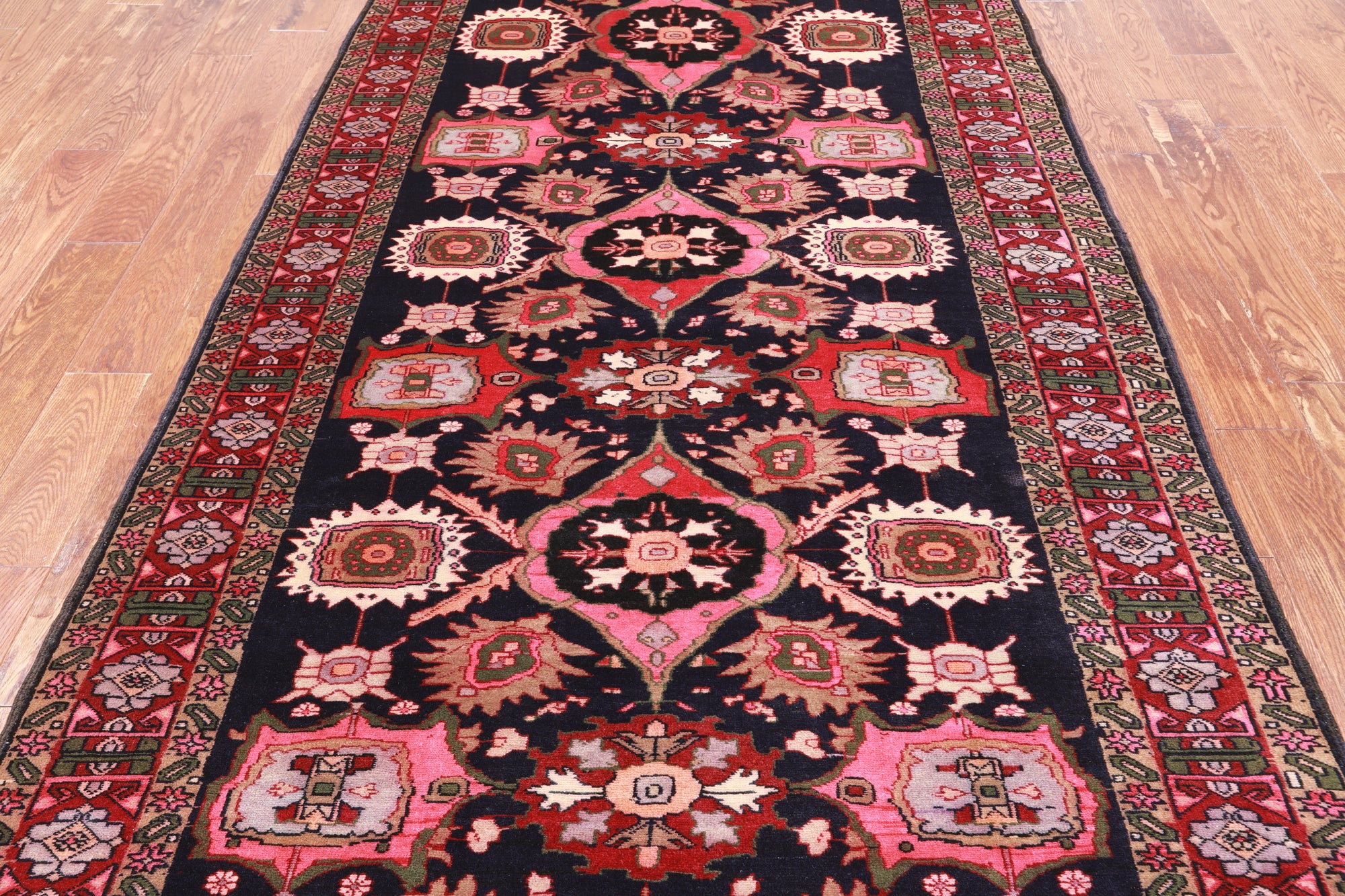 Navy Blue Vintage Persian Handmade Wool Rug - 4' 10" X 9' 4"