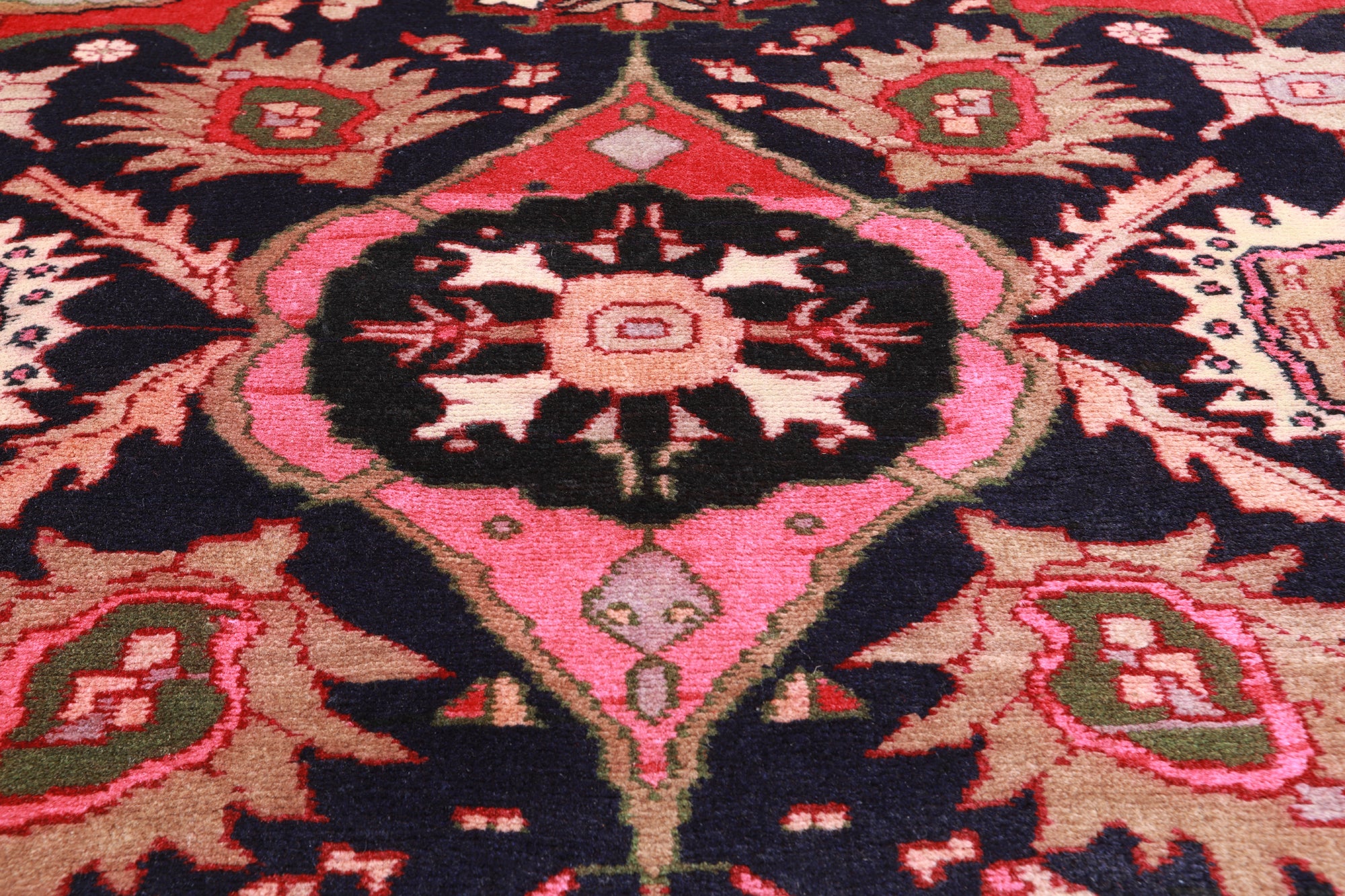 Navy Blue Vintage Persian Handmade Wool Rug - 4' 10" X 9' 4"