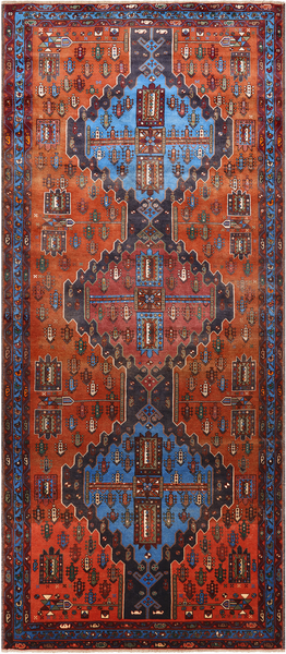 Vintage Persian Hand Knotted Wool Rug - 5' 0" X 11' 4"