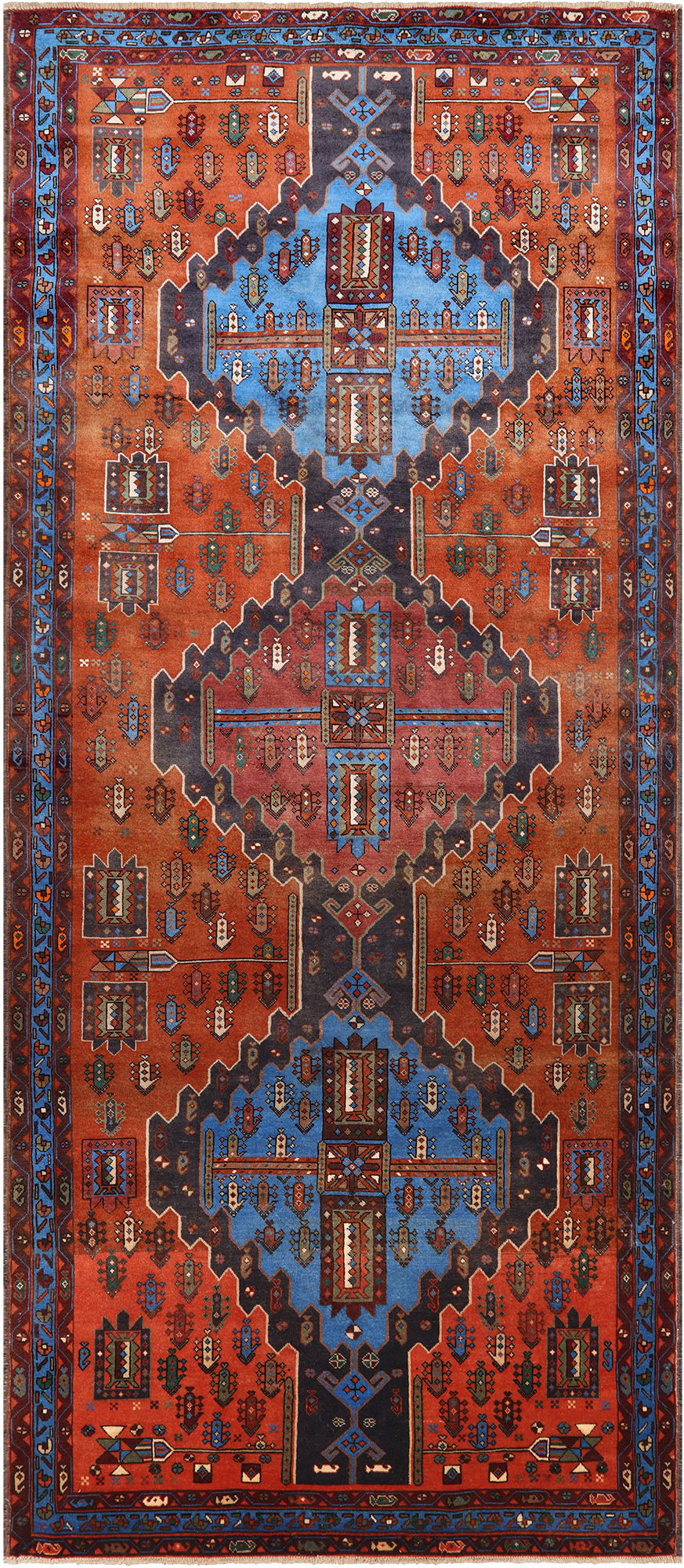 Vintage Persian Hand Knotted Wool Rug - 5' 0" X 11' 4"