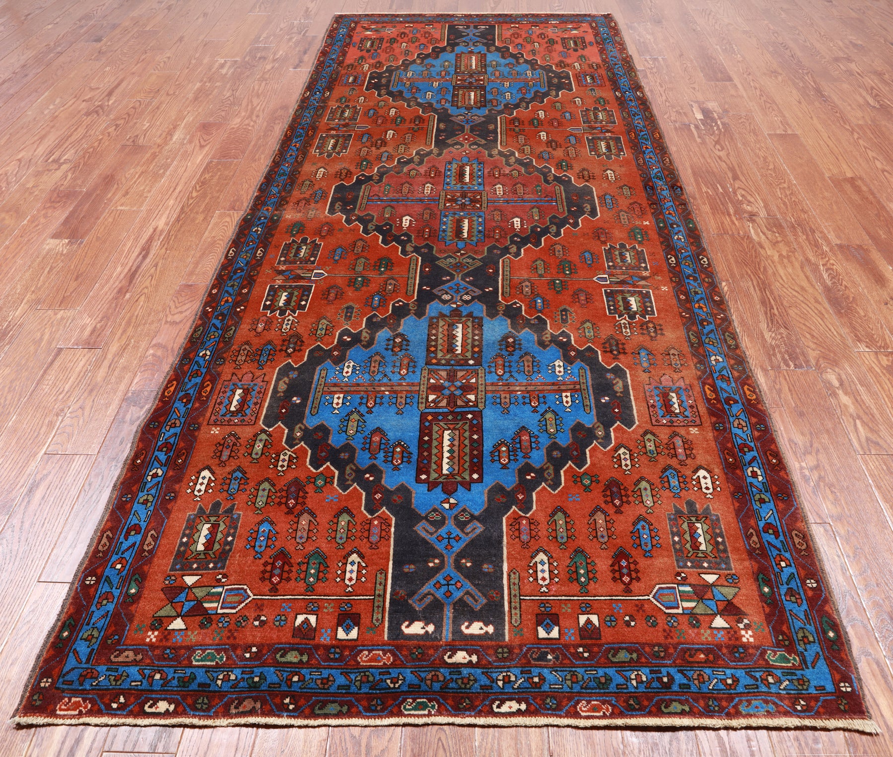 Vintage Persian Hand Knotted Wool Rug - 5' 0" X 11' 4"