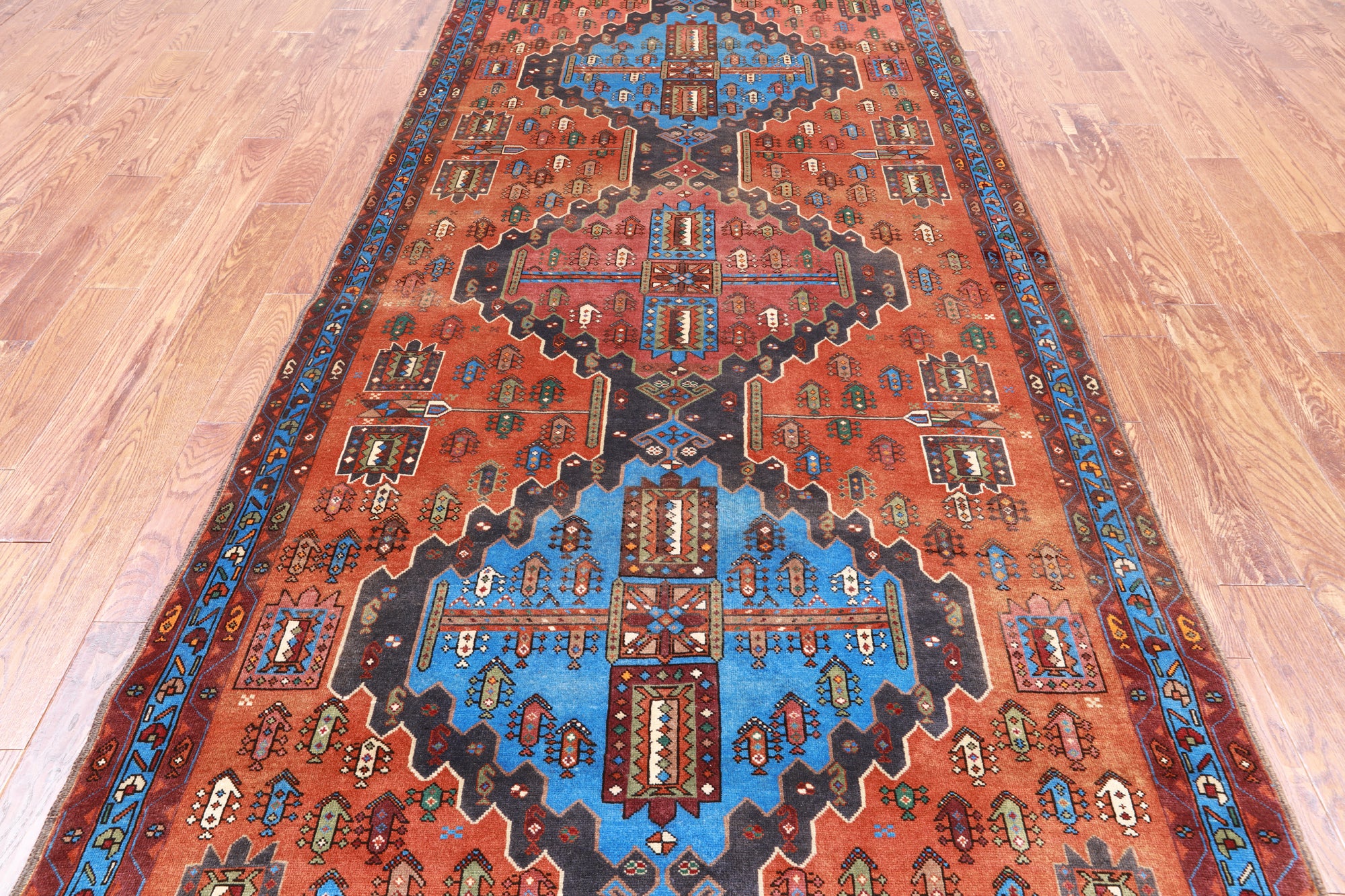 Vintage Persian Hand Knotted Wool Rug - 5' 0" X 11' 4"