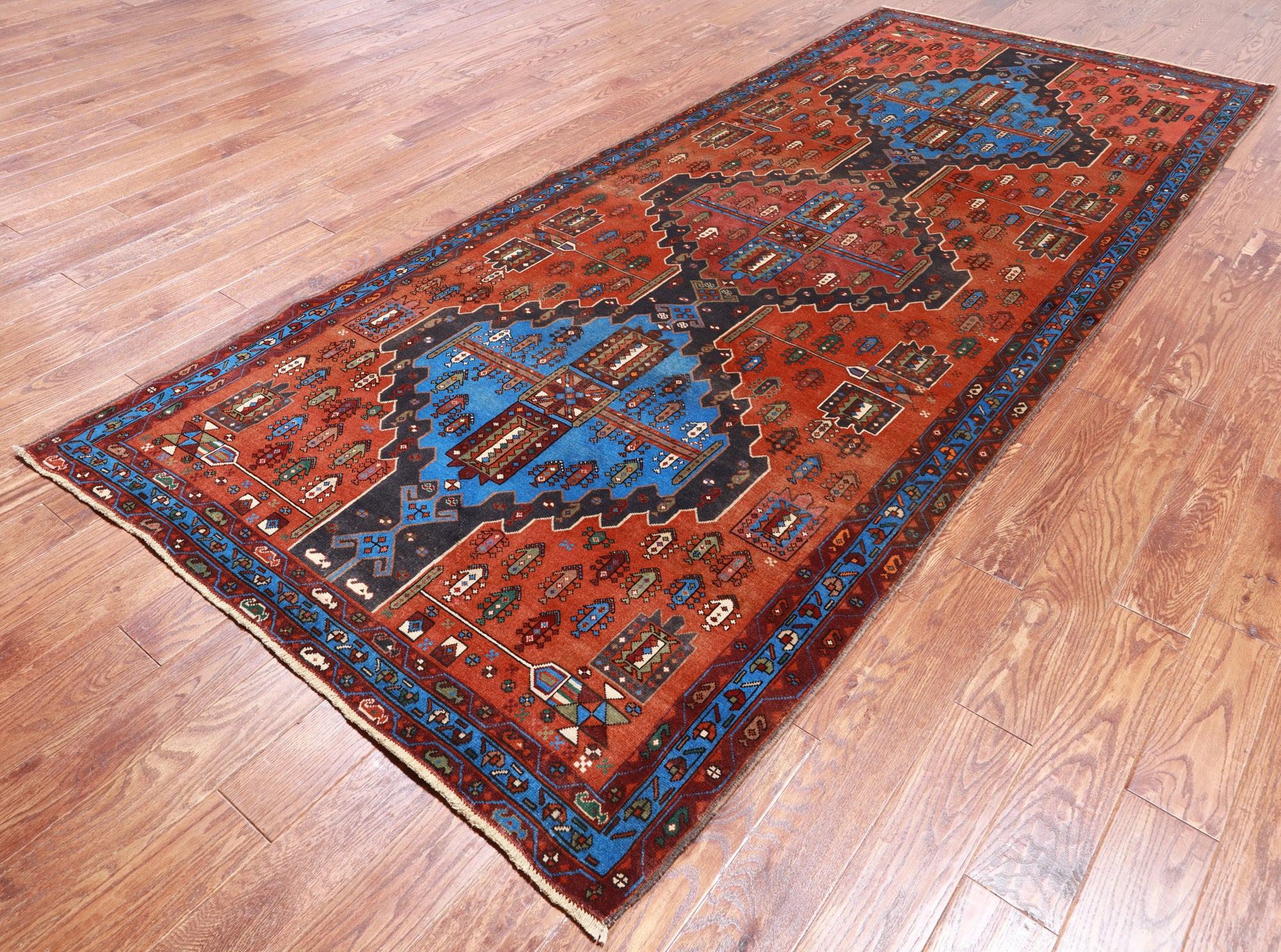 Vintage Persian Hand Knotted Wool Rug - 5' 0" X 11' 4"