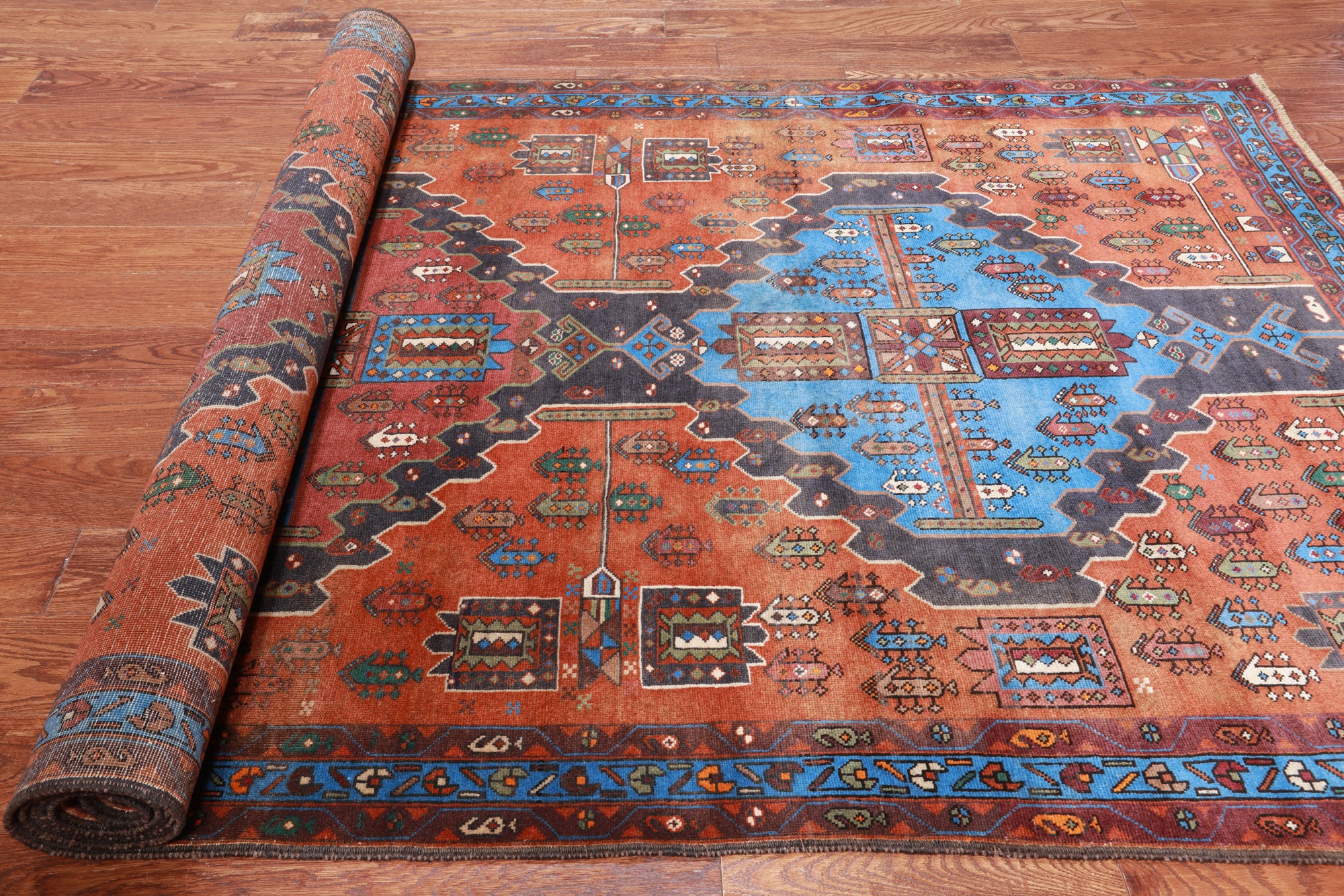 Vintage Persian Hand Knotted Wool Rug - 5' 0" X 11' 4"