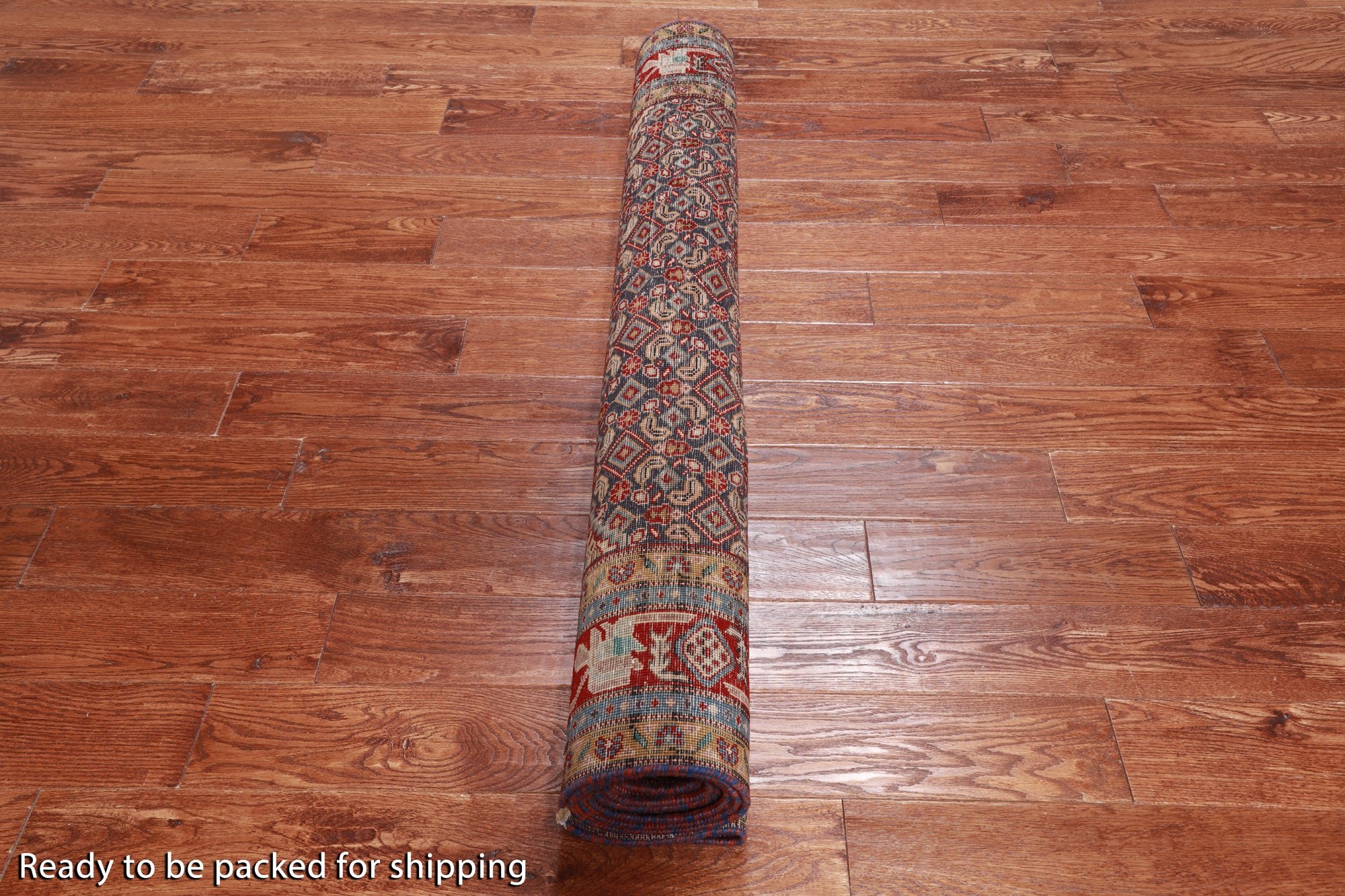 Navy Blue Vintage Persian Hand Knotted Wool Rug - 4' 9" X 9' 3"