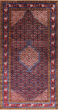Navy Blue Vintage Persian Hand Knotted Wool Rug - 4' 9" X 9' 3"