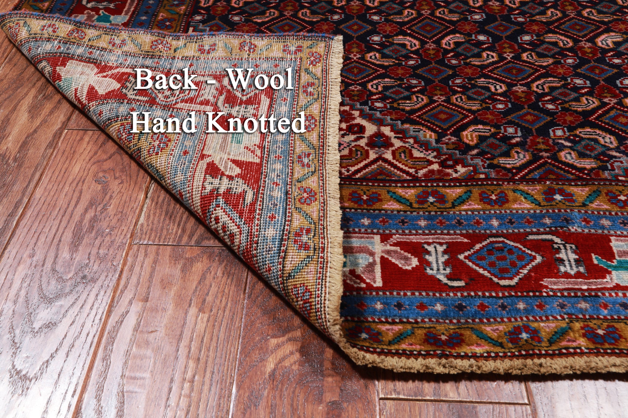 Navy Blue Vintage Persian Hand Knotted Wool Rug - 4' 9" X 9' 3"
