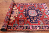 Red Vintage Persian Hand Knotted Wool Rug - 4' 9" X 9' 11"