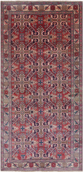 Red Vintage Persian Hand Knotted Wool Rug - 5' 0" X 10' 4"